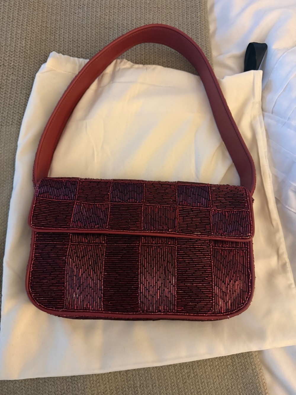 Staud Tommy Beaded Bag in Pinot